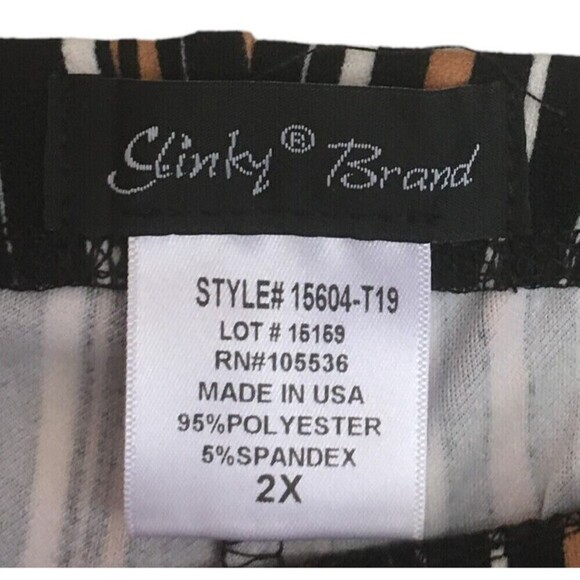 Slinky Brand Pants Women's Size 2X Brown Black Stripes Wide Leg Stretch - Picture 4 of 4